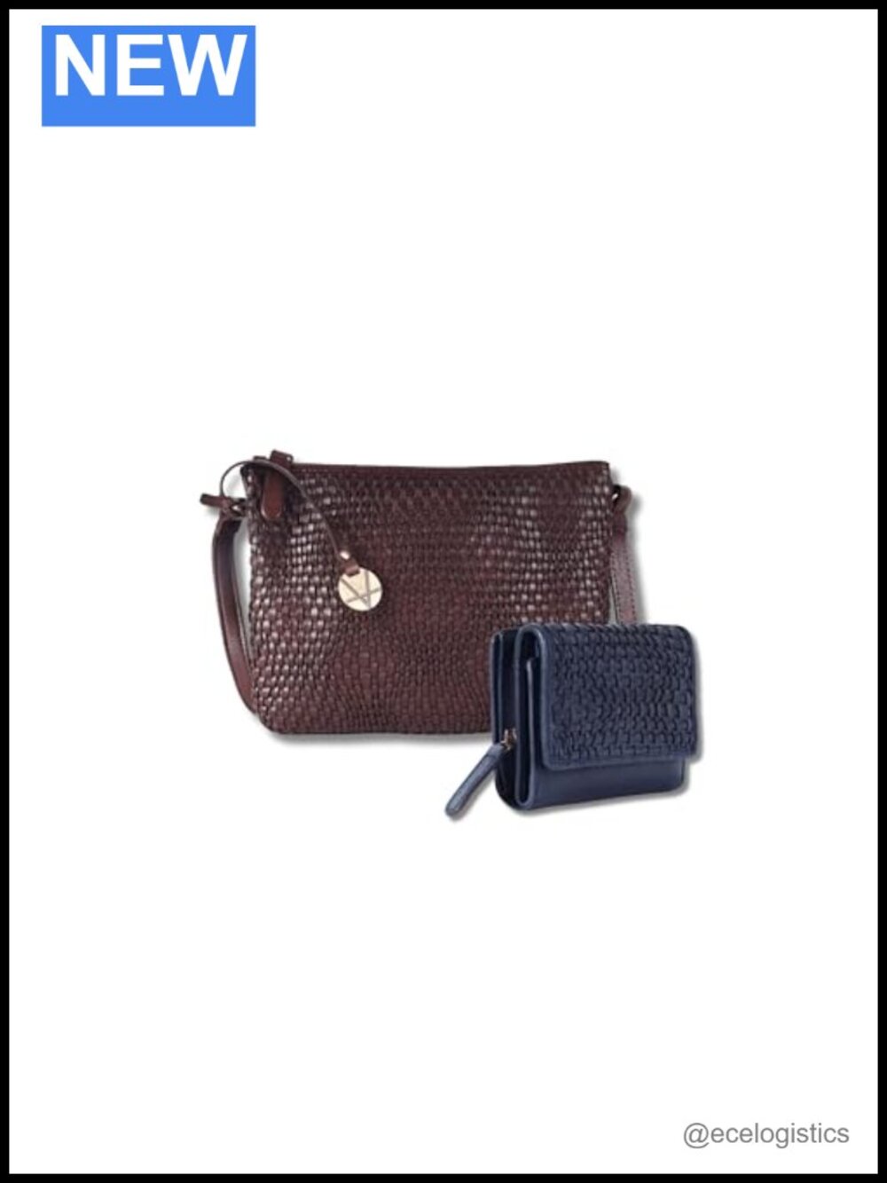 Genuine Leather Crossbody Bag & Wallet Set for Women with Zipper